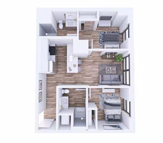 2 Beds • 2 Bath 1813 floor plan